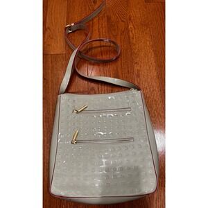 Arcadia Genuine Patent Leather Gray Shoulder Bag Made in Italy Zip Pockets